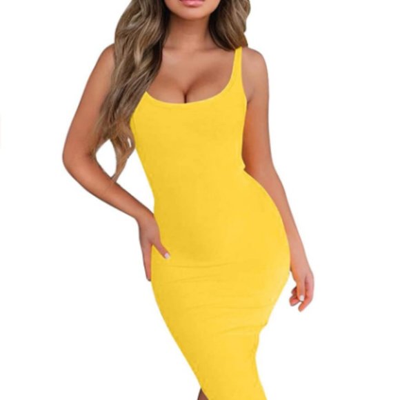 Women Sexy Casual Basic Pencil Bodycon Tank Dress - Picture 4 of 4